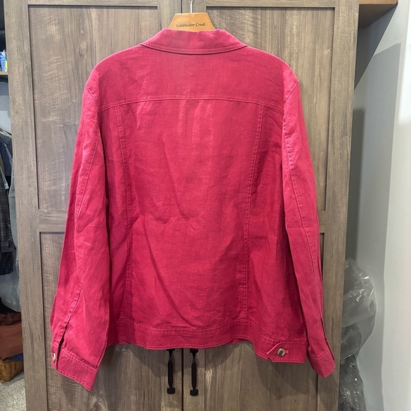NWOT Coldwater Creek 2X Linen Jacket Denim Style Pink Button Front - Picture 2 of 12